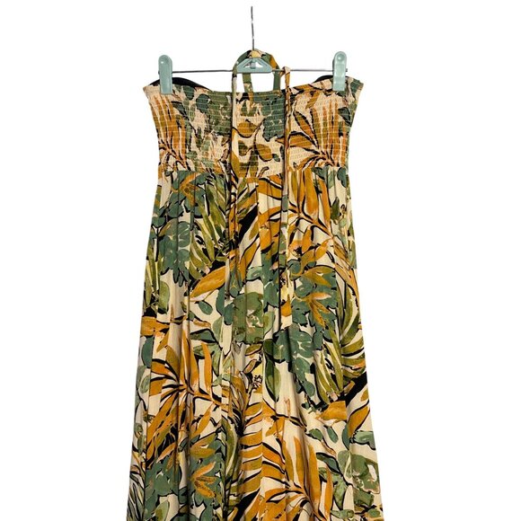 Rewind Halter Maxi Dress Size XS Tropical Abstract Floral Smocked Back - Picture 5 of 7